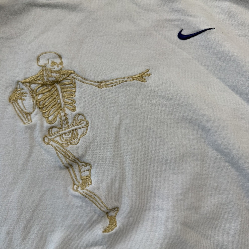 Nike Embroidered Skeleton Football Men's Sweatshirt Hoodie White - Picture 6 of 10